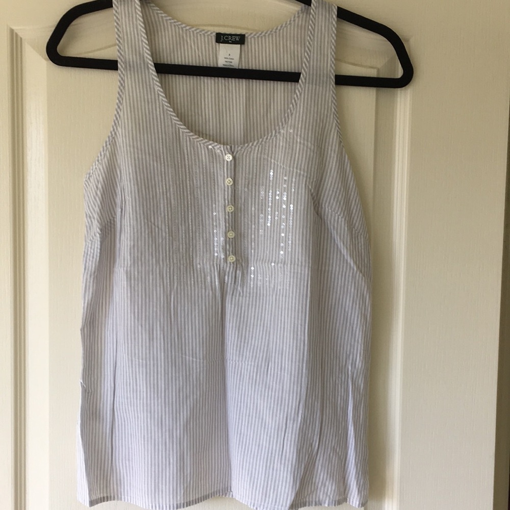 Gray and white striped jcrew tank top